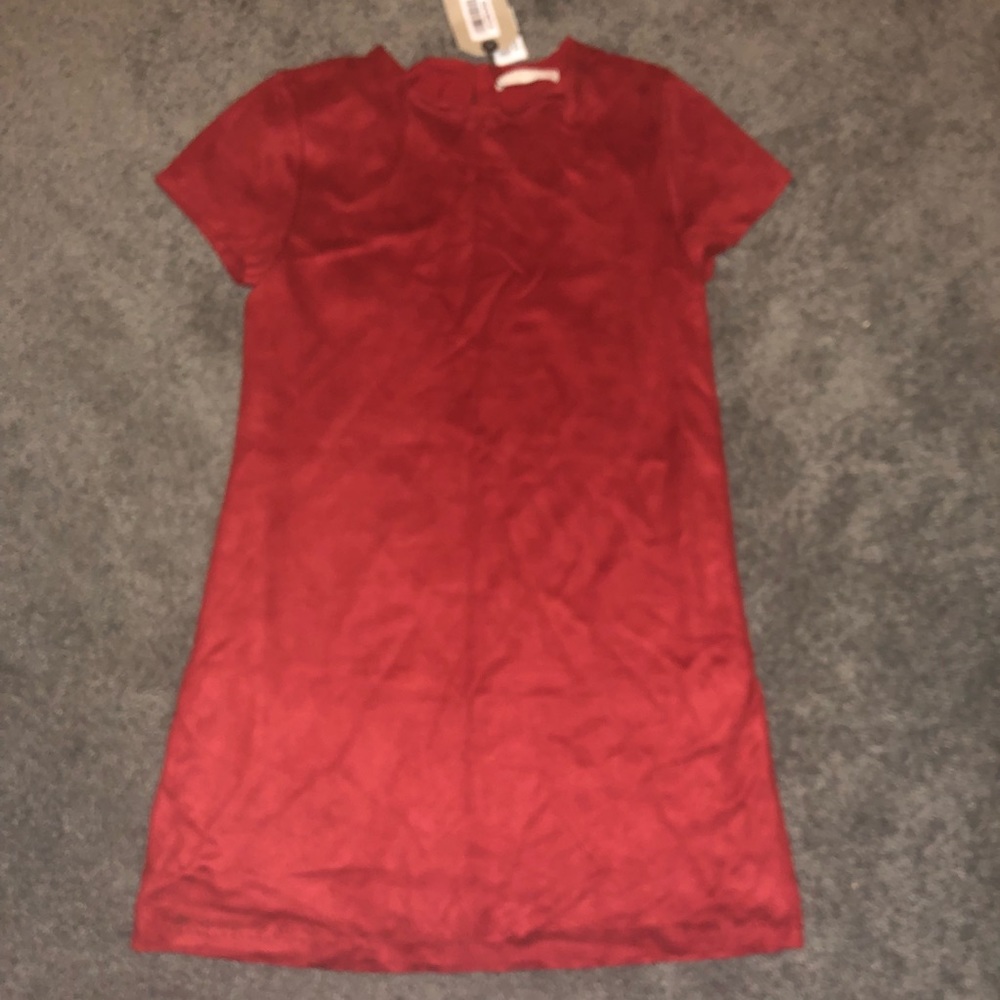 NWT Zara Girls Red Dress 12/13 size Suede like NEW